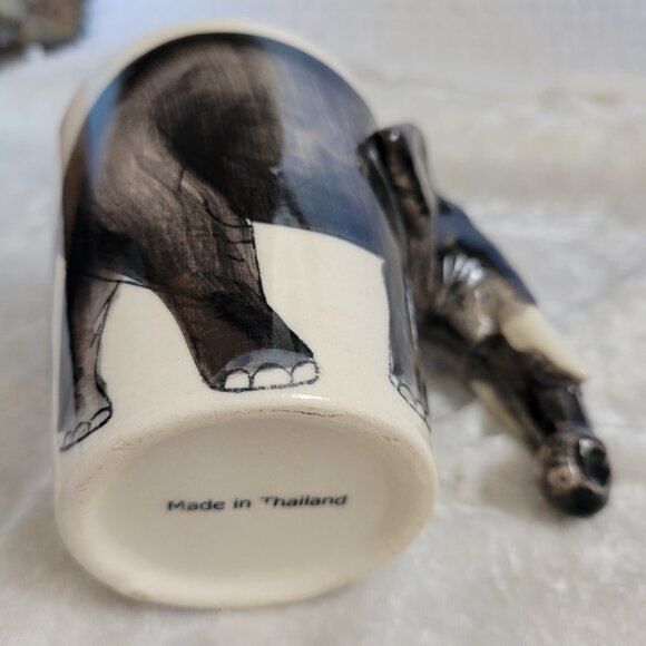 3D Elephant Mug Ivory Trunk Handle Coffee Tea Mug Cup UNIQUE Made Thailand EUC - Picture 7 of 7